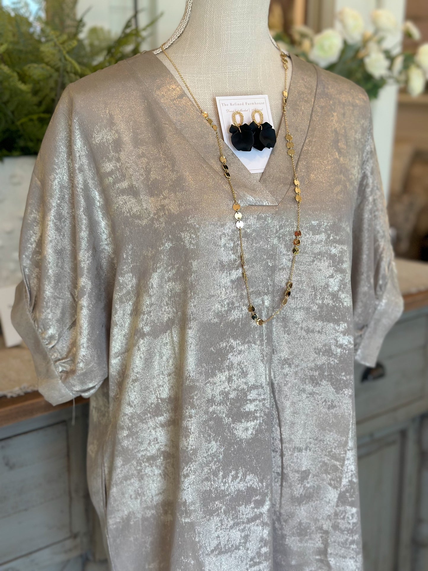 Metallic Dress with Pockets