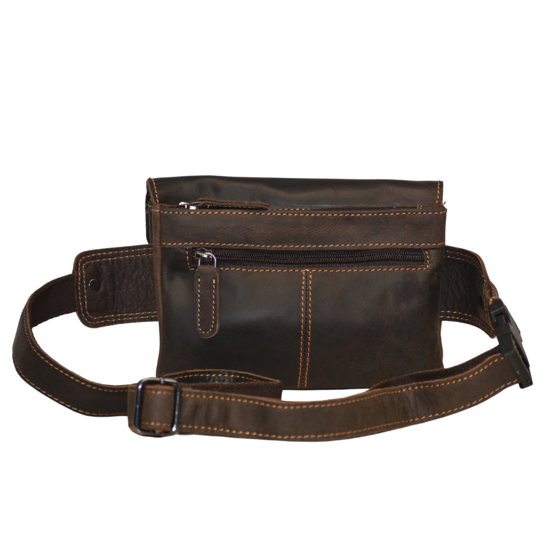 Leather Women Waist Pack Jax - Sandel: Brown