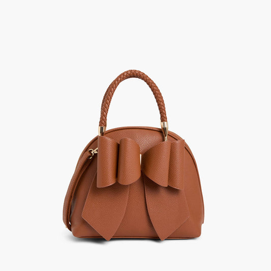 Bea Braided Top Handle Satchel: Cognac