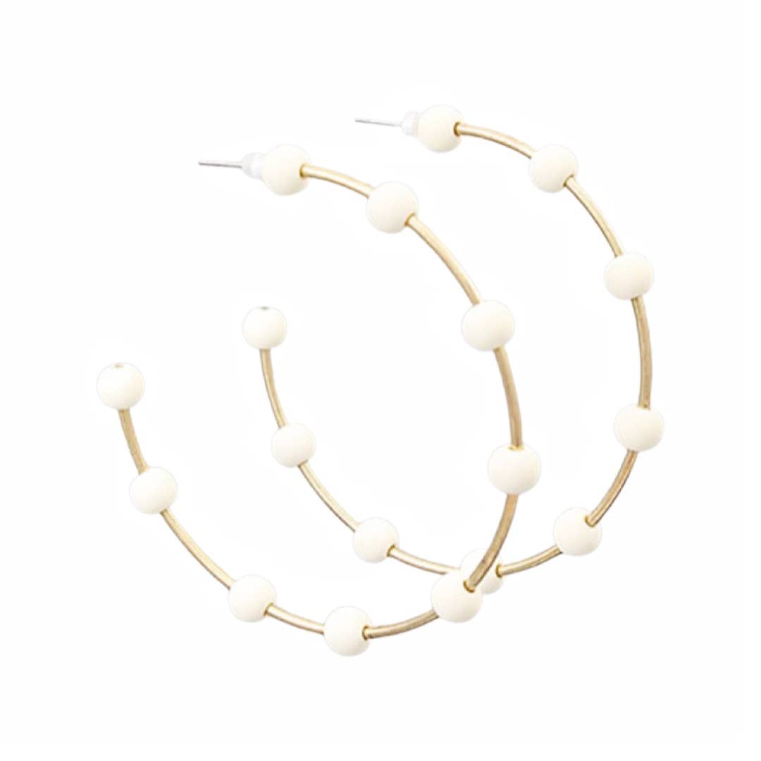 Cream & Gold Bead Hoops