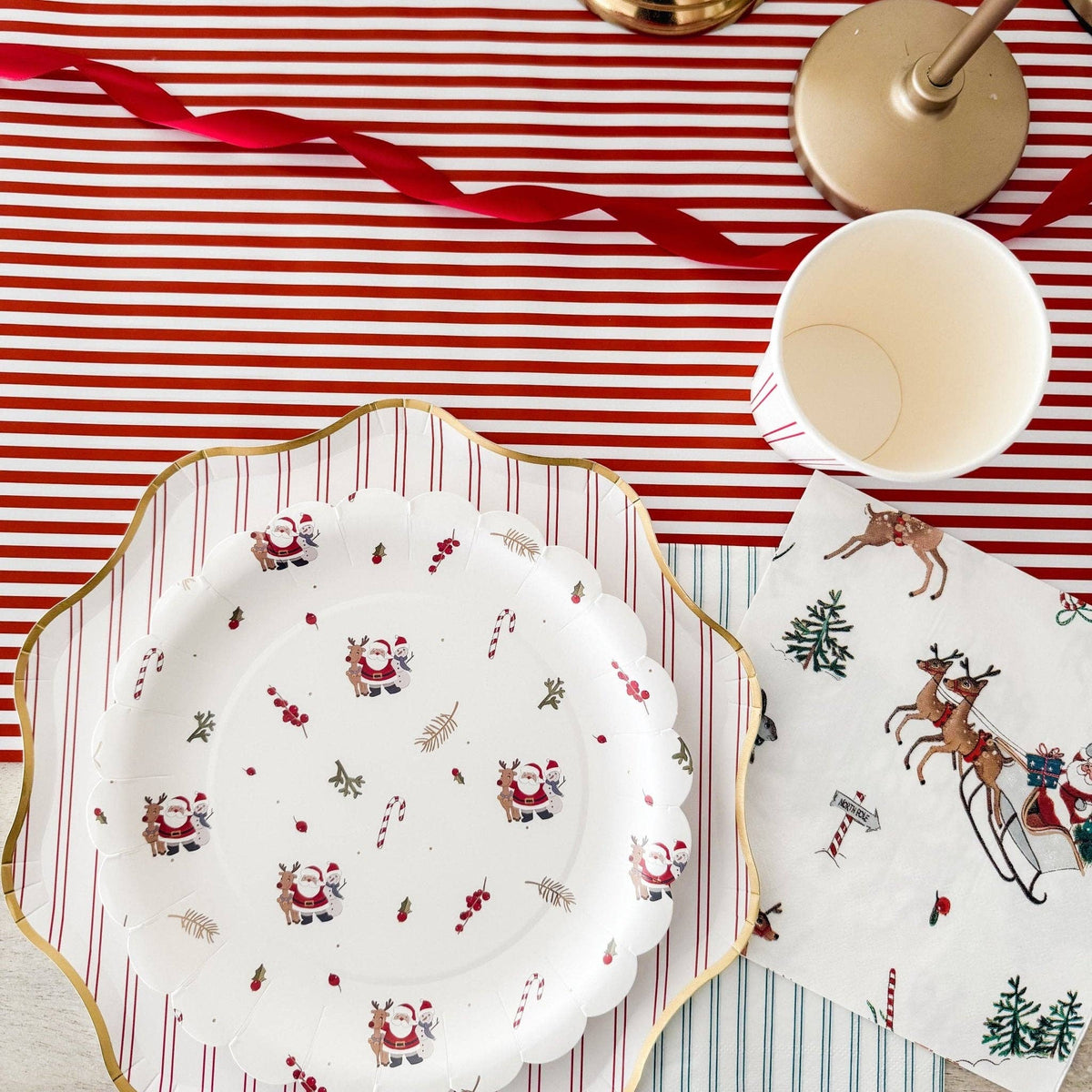 Red Striped Paper Table Runner – 19.5” x 150” | Disposable Party Table Décor