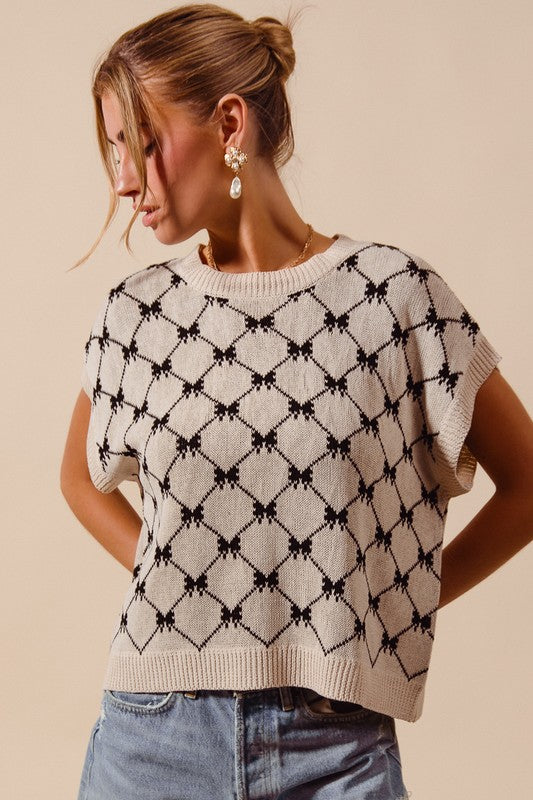 Oatmeal Bow Dolman Sweater Top
