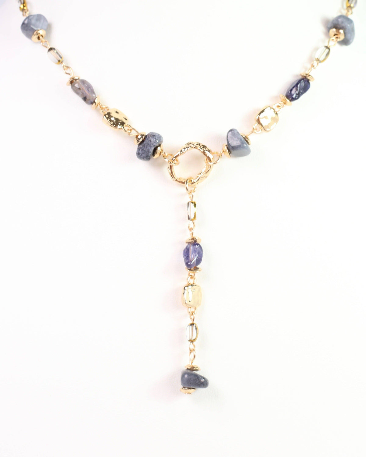 Letti Stone Y Necklace Grey