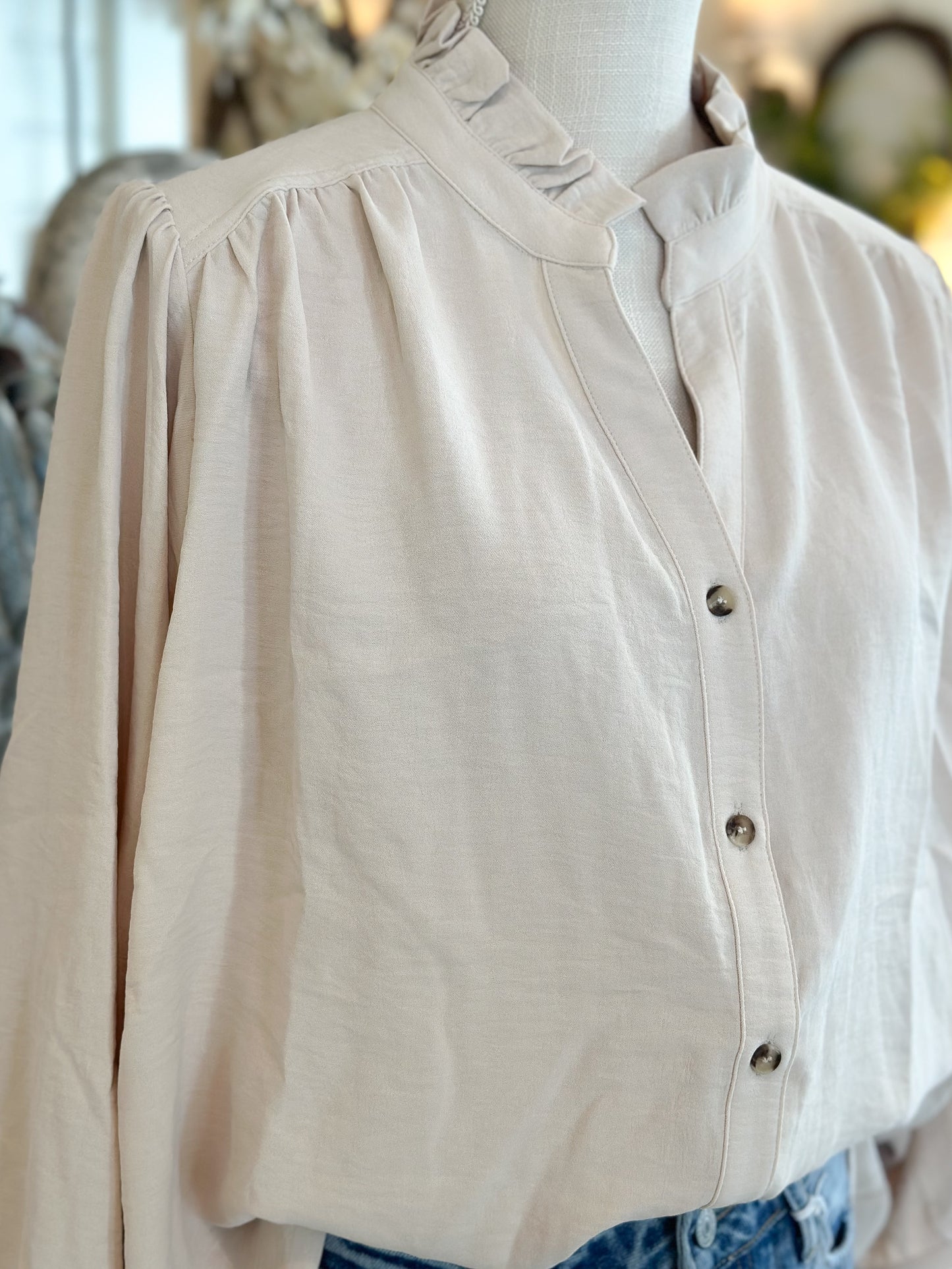 Solid 3/4 Dolman Sleeves Top - Oatmeal