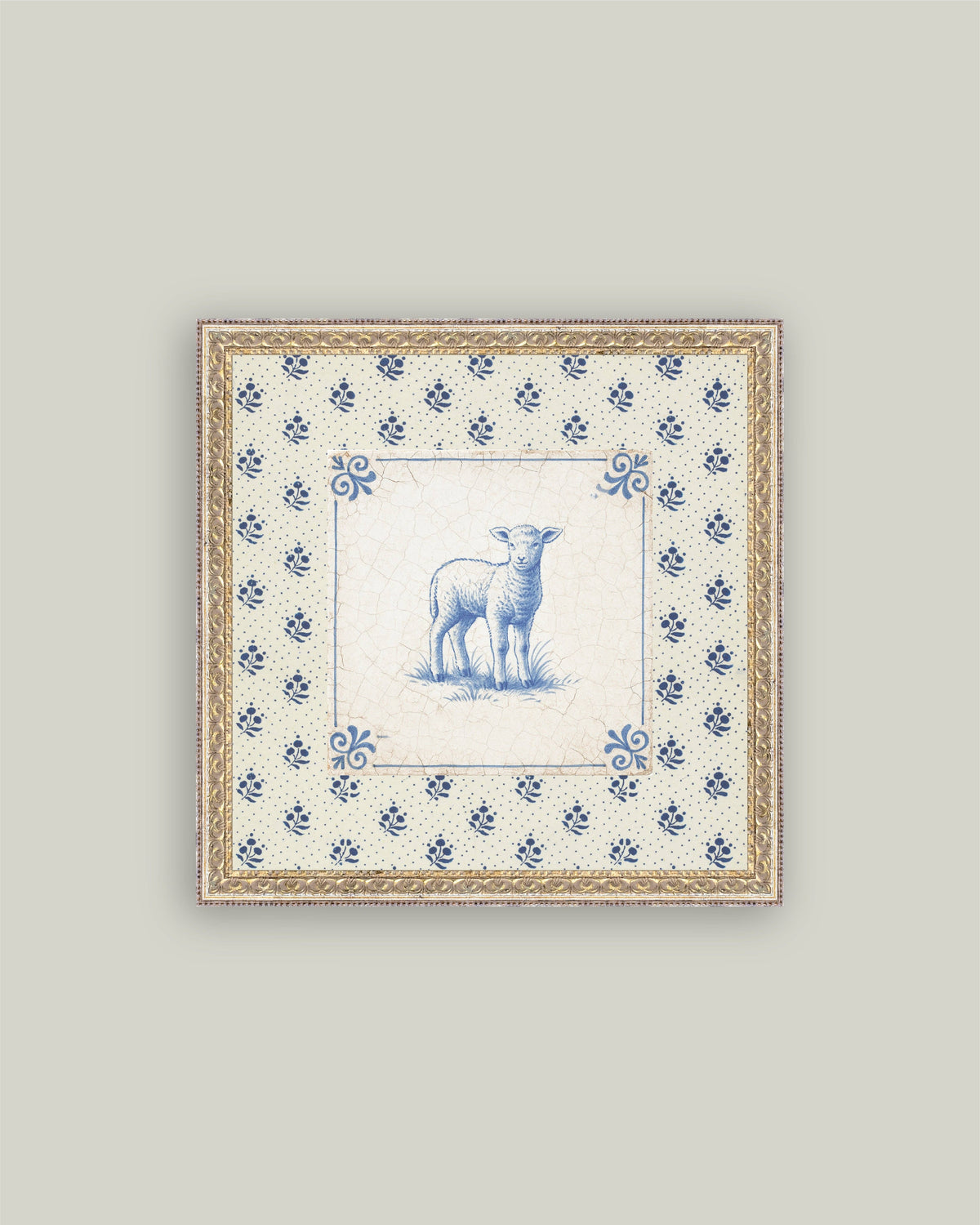 Delft Tile Lamb: 6X6