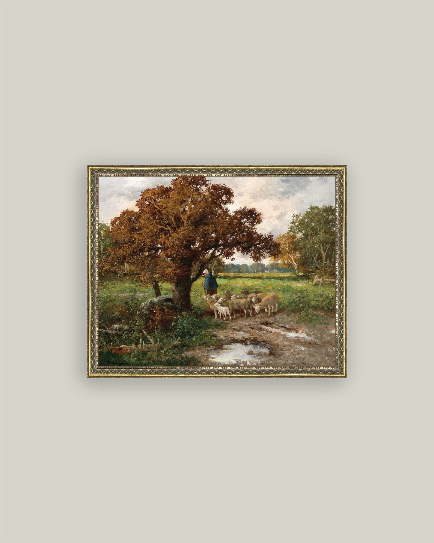 Shepherd with Flock: 22X18
