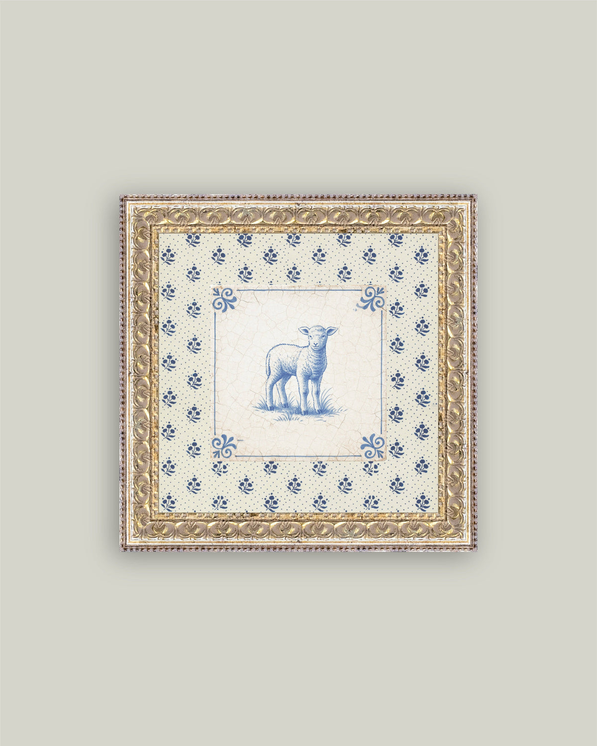 Delft Tile Lamb: 6X6